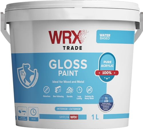 WRX Trade Gloss Paint - Water Based - Black (1000ml) (1 Liter)