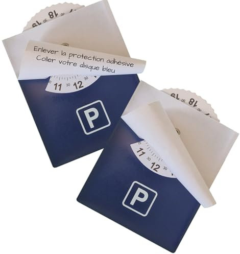 MIX WIT X 2 Disque de Stationnement Adhésif pour Zone Bleue | Disque Horodateur | Matière Anti UV ☼| Dimensions 8,5 X 7 cm | Marque Française © (2)
