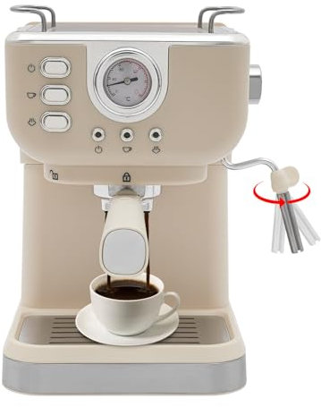 JUUTALK Espressomaschine, 20 Bar Espresso Siebträgermaschine mit Milchaufschäumer, 1.5L abnehmbarer Wassertank, Cappuccino Maschine Siebträger Kaffeebereiter 1050W
