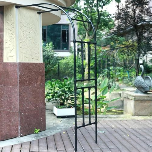 DMCHENGMA Arco de Enrejado con Estructura arqueada, Medio Arco de jardín, cenador Tubular para Plantas trepadoras, Soporte Resistente de Metal Negro - 1 Pieza(120CMx40CMx240CM)
