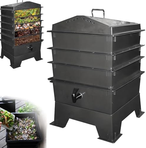 Komposteimer – Wurmkomposter mit 4 Fächern und Luftlöchern für effizientes Recycling von Lebensmittelabfällen, nachhaltiges Design für Garten und Vermiculture