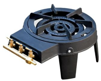 KZ Garden - Réchaud Gaz Camping 4 Pieds 8,6KW Traiteur 3 Bruleurs Gaz Butane ou Propane Fonte véritable