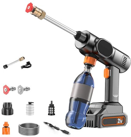 Ruwshuuk Hidrolimpiadora para Coche - Máquina de Limpieza,Portátil Sin Cable 21V con Boquilla para Casa Coche Terraza
