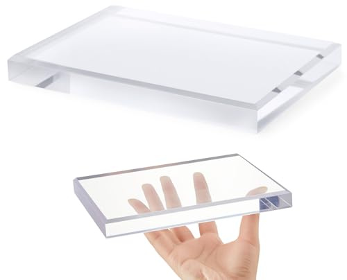 Fiwochic Clear Acrylic Block Rectangular Paperweight Beveled Display Base Solid Polished Acrylic Cube for Office Desk Jewelry Awards Collectibles Base(7.8x 5.9 x 0.8 Inches)