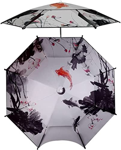 Ombrelloni da esterno patio Ombrellone koi con inchiostro personalizzato, ombrellone da pesca universale a 360°, ombrellone con protezione solare in vinile addensato for spiaggia barbecue 2,4 m