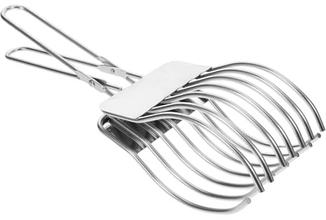 UTHCLO Pinza Affettatrice in Acciaio per Arrosto Pane e Verdure Strumento da Cucina Resistente e Versatile per Fette Uniformi Carne Frutta e Pane Uso Manuale Ergonomico
