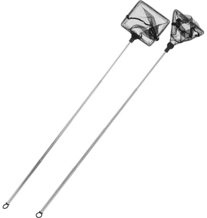 JOINPAYA 2stücke Aquarien-fischernetz mit Dreieckigem und Quadratischem Edelstahlgriff für Garnelenbecken zum Abschäumen und Reinigen Feinmaschiges Nylon-Design