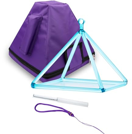Hye-eun Crystal Singing Pyramid,Blaue 8-Zoll-Transparent Quarz Kristall Singen Pyramide aus klarem mit Klangschalenstab und violettem Seil,Tragetasche,Für Schalltherapie, Meditation & Energiearbeit