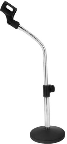 MOTHNUR Asta Microfono Da Tavolo Regolabile con Base Pesa e Supporto Clip Stand Desktop Mic Stand Flessibile per Conferenze e Live Streaming Staffa Microfono Argento Stabilità Anti-tilt