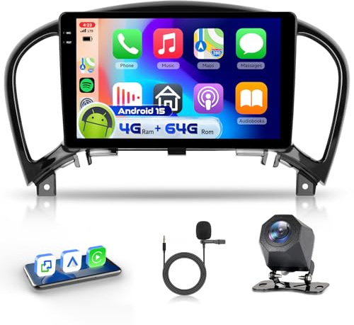 4G 64G VECHTEL 9 Radio para Coche con Nissan Juke J15 2010-2019/ YF15 Infiniti ESQ 2011-2017 Carplay Android Auto,GPS,RDS/FM Radio con cámara de visión Trasera
