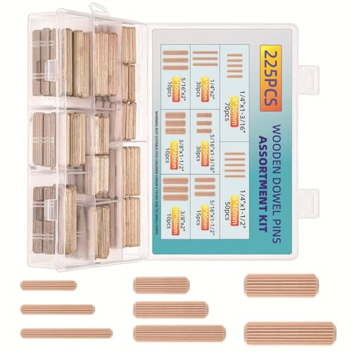 Holzbearbeitungsdübel rund geriffelt Holzdübel Pin Stange Locator Möbelbeschlag 6 mm 10 mm 10 mm pädagogische Modellbaudübel 225 Stück