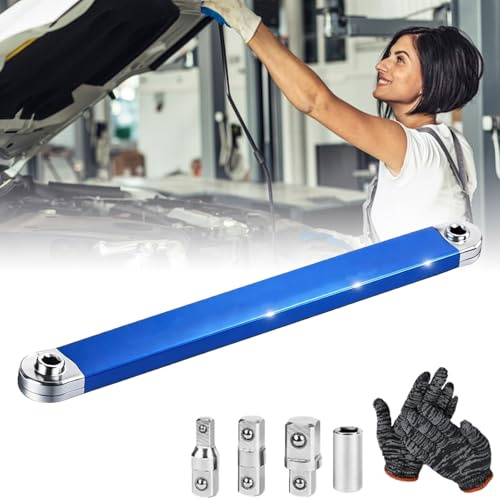 XJQ 2026 Nouveau Clé D'Extension DéCaléE, Cliquet Extension De Douille Pliable Clé De Rallonge Avec Adaptateur D'EntraîNement 1/2, 1/4 Et 3/8 (1pcs)