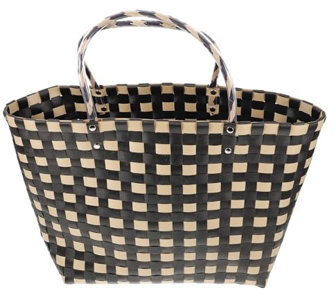 TOYZFRIENDY Gewebter Korb Damen Handtasche und Vielseitiger Nutzung mit Geräumigem Design Großer aus Pvc als Elegante Tote Tasche für Sommerurlaub und Strand