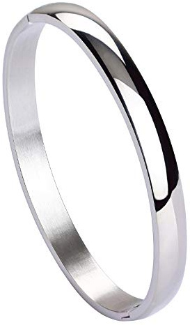 MILAKOO Armband i rostfritt stål för kvinnor, 6 mm, enkelt, polerad finish, armband, manschettarmband, 2.6 inch, Rostfritt stål