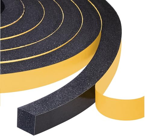 Yotache Self Adhesive Foam Gasket Tape 2 Rolls 1/2 W X 1/2 T (New Adhesive Craft) for Doors Soundproofing Weather Seal Strip Insulation, 13 Ft Length (2 X 6.5 Ft Each)