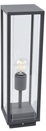 Lucande Utomhuslampa 'Annalea' (modern) i Svart av aluminium/grå zink (1 lamor, E27) - Väglampa, pollare, vägbelysning, sockellampa