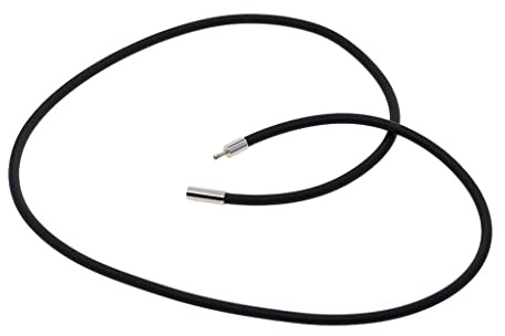 non-brand Kautschuk-Kette Halskette Halsband Schwarz ohne Anhänger mit Messing-Verschluß für Damen Herren Kinder, 50cm