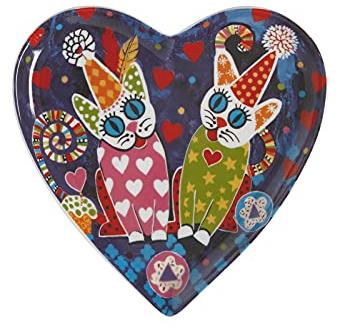 Maxwell & Williams Love Hearts Heart Shaped Side Plate with Cup Cakes Design, Gift Boxed, Porcelain, Navy Blue, 15.5 cm