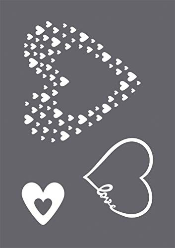 Rayher 45124000 stenciler set Love med självhäftande screentrycksmall och skrapa för pappersutformning, scrapbooking och textiledesign, A5