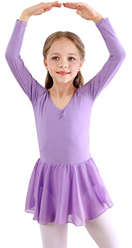 Bezioner Kinder Ballettkleidung Mädchen Ballettkleid Kurzarm Balletttrikot Ballettanzug Tanzkleid Tanzbody aus Baumwolle mit Chiffon Rock Tütü