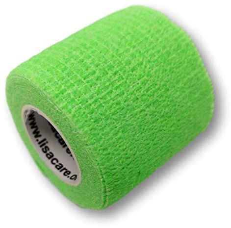 LisaCare Verbandsmaterial Mullbinden - 12 Rollen, 5cm breit - Medizinprodukt - Sporttape elastisch für Sport jeder Art mit Farb- & Motivauswahl (Neongrün)