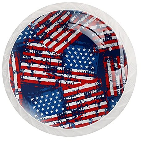 Set di 12 pomelli rotondi per cassettiera, con bandiera USA antica, con viti, per armadietto, decorazione per casa, ufficio, cameretta dei bambini