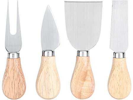 Uadme Set Coltelli Da Formaggio, 4 Coltelli Da Formaggio In Acciaio Inossidabile Manico In Legno Coltello Da Formaggio Per Affettare Formaggio, Pizza, Torte, Pane