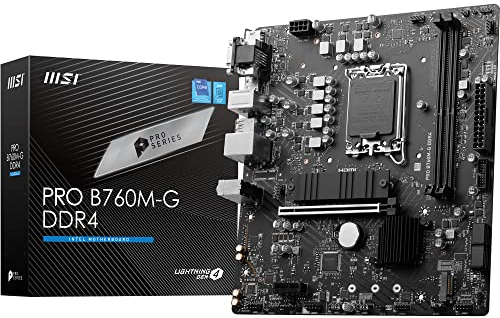 MSI PRO B760M-G DDR4 Mainboard, Micro-ATX - Unterstützt Intel Core Prozessoren der12., 13. & 14. Gen., LGA 1700 - DDR4 Memory Boost 4800+MHz/OC, PCIe 4.0 x16 Slot, M.2 Gen4 Slots, 2.5G LAN