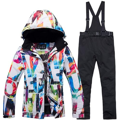 LEIDIMUS Tuta da Snowboard Invernale da Donna, Giacca Antivento Impermeabile Cappotto da Trekking All'aperto da Sci Con Cappuccio Staccabile,B,L