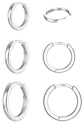 Creolen Silber 925, 3 Paare Ohrringe Silber 925 für Damen Herren Mädchen, Klein Creolen Silber Knorpel Tragus Helix Schlafen Ohrringe Set 9 11 14mm