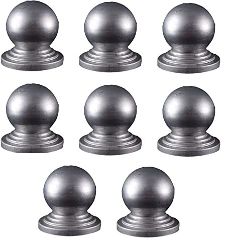 MFFIRE 8 X Post Decking Cap, Metal Fence Post Caps Galvanised Silver Fence Post Caps Galvanised Waterproof Metal Garden Decking Fence Ball Post Cap Decorative Piling Caps,75x75mm