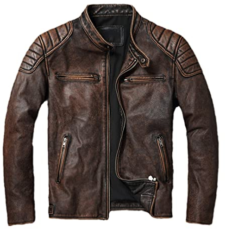 Schaffell Lederjacke Herren Motorrad Frühling Natürliches echtes Kalbsleder Lederjacken Vintage Slim Kurz Herren Mantel Vintage Gelb Braun Größe 2XL 73-78kg