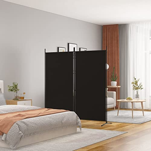 WIFESE 2-TLG. Paravent Schwarz 175x180 cm Stoff Trennwand Raumteiler Modern Raumtrenner Paravent Raumteiler Innen Balkon Sichtschutz Privaten Ankleidebereich für Wohnzimmer Schlafzimmer Vielseitig