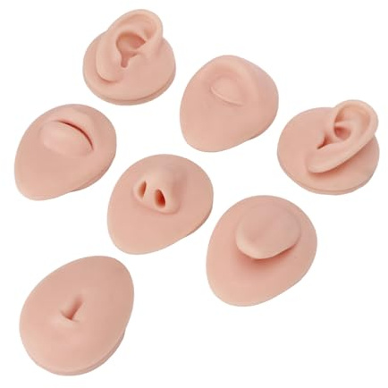 Sonew 3D simuliertes Silikon Körperpiercing Modell, Flexibles Silikon Ohr Mund Nase Auge Zunge Nabel Modell für Piercing Übungen, Schmuck Display, Nahtübungen (Mittlere Fleischfarbe)