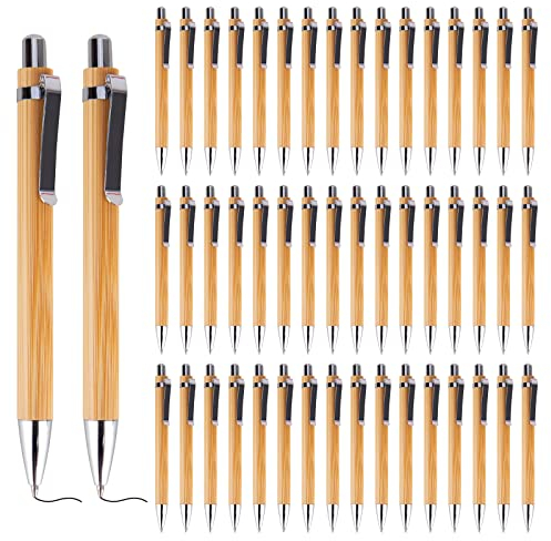 RUCUDIM Hochwertiger Bambus Kugelschreiber - 30 Pcs Ergonomischer Holz Kugelschreiber für Schreiben, Journaling, Schule, Büro, Abschlussgeschenk