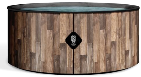 COCO SPA NORDIK Spa Inflable | 180 cm de diámetro | 1100 litros | Motor 2240 W | Hasta 6 personas | Masaje 140 chorros | Imitación madera natural