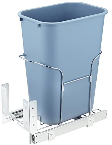 VEVOR Pull-Out Trash Can, 35L Single Bin, Under Mount Kitchen Waste Container with Slide, Handle and Door Mounting Kit, 110 lbs Load Capacity Heavy Duty Garbage Recycling Bin for Kitchen Cabinet, Sink