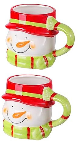 BESTonZON 2stücke Keramikbecher Schneemann Design Für Kaffee Tee Wasser Zuhause Büro Restaurant Weihnachtsbecher Weihnachts-keramikbecher Keramiktasse Schneemanntasse