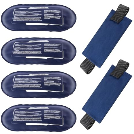 Ice Packs for Injuries Reusable, 4 Pack Hot and Cold Gel Packs and 2 Pack Adjustable Flexible Gel Wraps for Back Shoulders Arms Knees and Legs Injury Recovery, Alleviate Joint and Muscle Pain Relief
