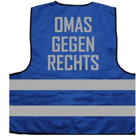 Omas gegen rechts Warnweste BZW. Signalweste mit reflektierendem Aufdruck - Größe S/M, Blau
