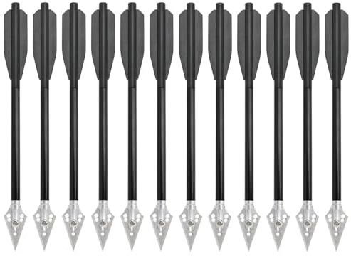 6/12Pcs Pequeños Pernos de Ballesta Flechas de Ballesta de Aluminio de 6.69 Pulgadas Punta de Flecha de Hoja Desmontable Utilizada para la Caza al Aire Libre