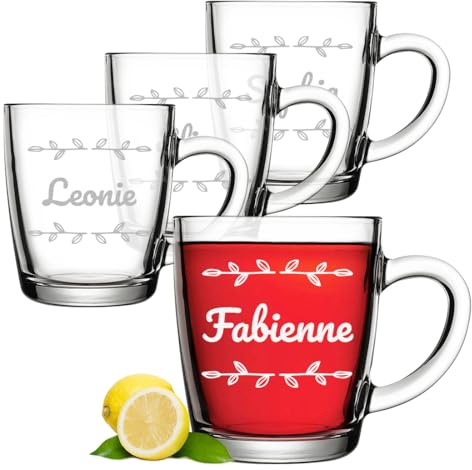 polar-effekt Tee Gläser 340 ml 4er-Set mit personalisierter Gravur - isoliertes Teeglas - Geschenk für Mama - ideal für Kaffee, Tee und Cappuccino