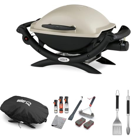 Bundle - Weber Q1000 Barbacoa de Gas, 43 x 32 cm, Titanium (50060053)