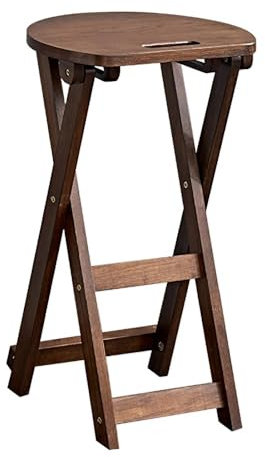 Sgabello da Bar Pieghevole da 60 cm, Sgabello Alto Pieghevole Legno da Cucina, Sedia Portatile ad Altezza Bancone, Sedia da Colazione per Adulti per Interni ed Esterni(Brown)