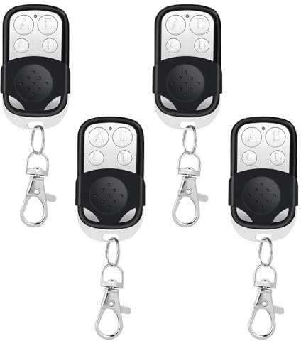 UQTUKO Universal Garagentor Fernbedienung, 4 Stück 433 MHz Garagentoröffner Fernbedienung Klonen mit 4 Tasten Fernschalter für Schalter Licht, Auto Garagentor Tor, Rollladenschalter