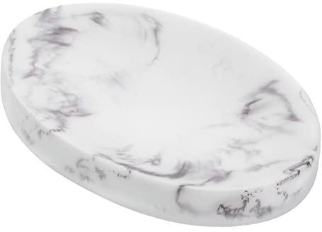 PHENOFICE Portasapone in Resina Effetto Marmo Bianco Design Drenante, Compatto e Leggero Per Bagno e Cucina, Portasapone Nordico Pratico e Resistente Per Uso Quotidiano