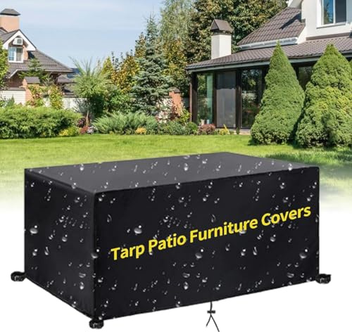 AEUUEU Square Table Cover Outdoor Waterproof 120x60x40cm/LxWxH Heavy Duty Covers For Outside Garden Furniture, for Rattan Set, Patio Sofas, Coffee Tables Etc, Garden Furniture Protective Cover