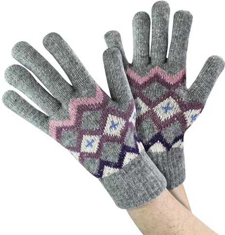 Sock Snob Damen Handschuhe Wolle Winter Warme Wollhandscuhe für Damen (Grau, Einheitsgröße)