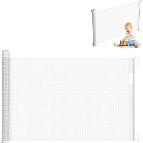 UISEBRT Griglia di protezione per porte estraibile, 0-300 cm, per bambini e animali da pelliccia, griglia di protezione bianca per interni ed esterni, colore: bianco