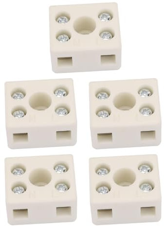 VOANZO 5 Pezzi Morsettiera in Ceramica Connettore in Porcellana a 2 Vie 10A 250V Terminali elettrici in Ceramica ad Alta Temperatura per collegamenti di Cablaggio dei Cavi